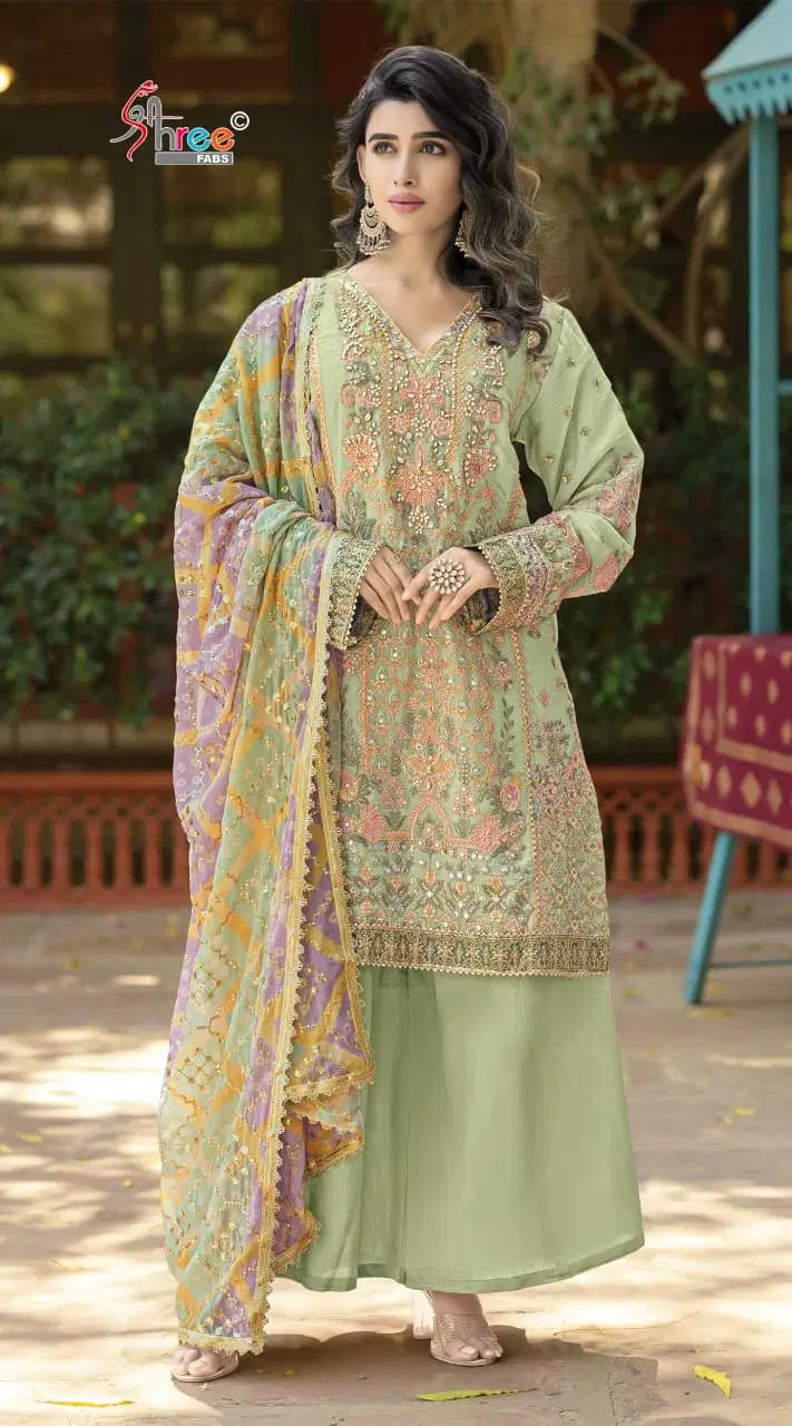 Shree Sf 5520 A To D Chiffon With Embroidery Pakistani Salwar Kameez Wholesale