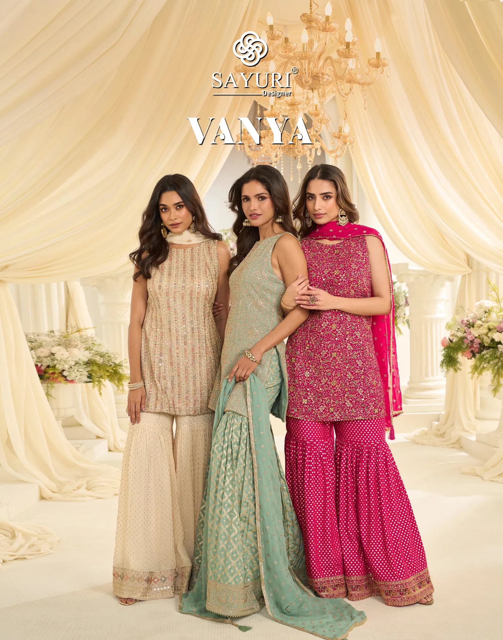 Sayuri Vanya Georgette With Embroidered Work Top Bottom And Dupatta Wholesale
