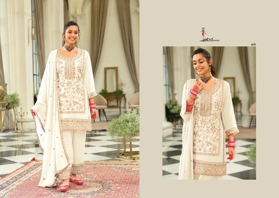 Beautiful Eba Farshi Balck And White Chinon Embroidery Top Bottom And Dupatta Collection Wholesale 2026