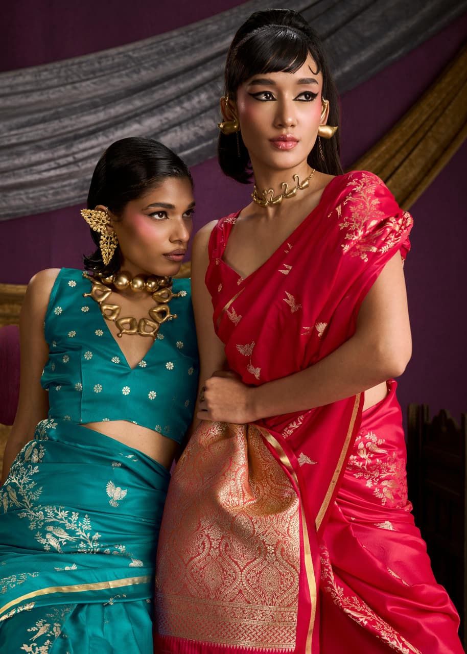 Latest Rajtex Kanthkala Indigo Satin Handloom Weaving Saree Collection Wholesale 2026