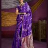Latest Rajtex Kanthkala Indigo Satin Handloom Weaving Saree Collection Wholesale 2026