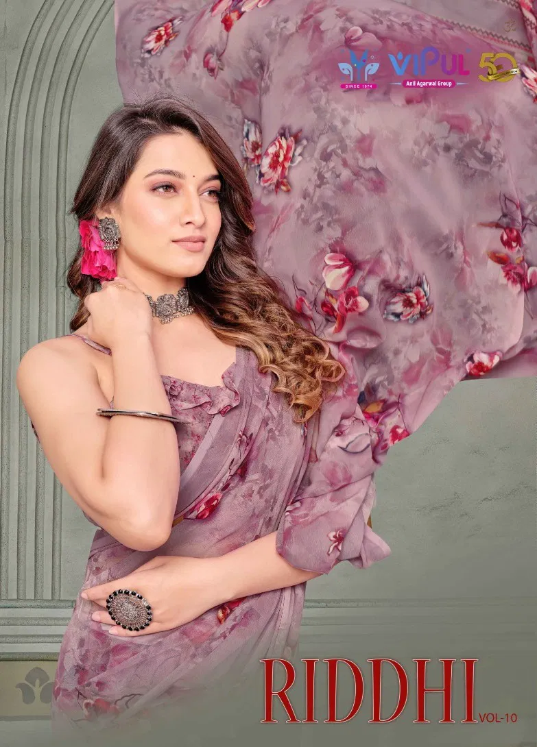 Vipul Riddhi Vol 10 Georgette Casual Wear Saree Collection Wholesale