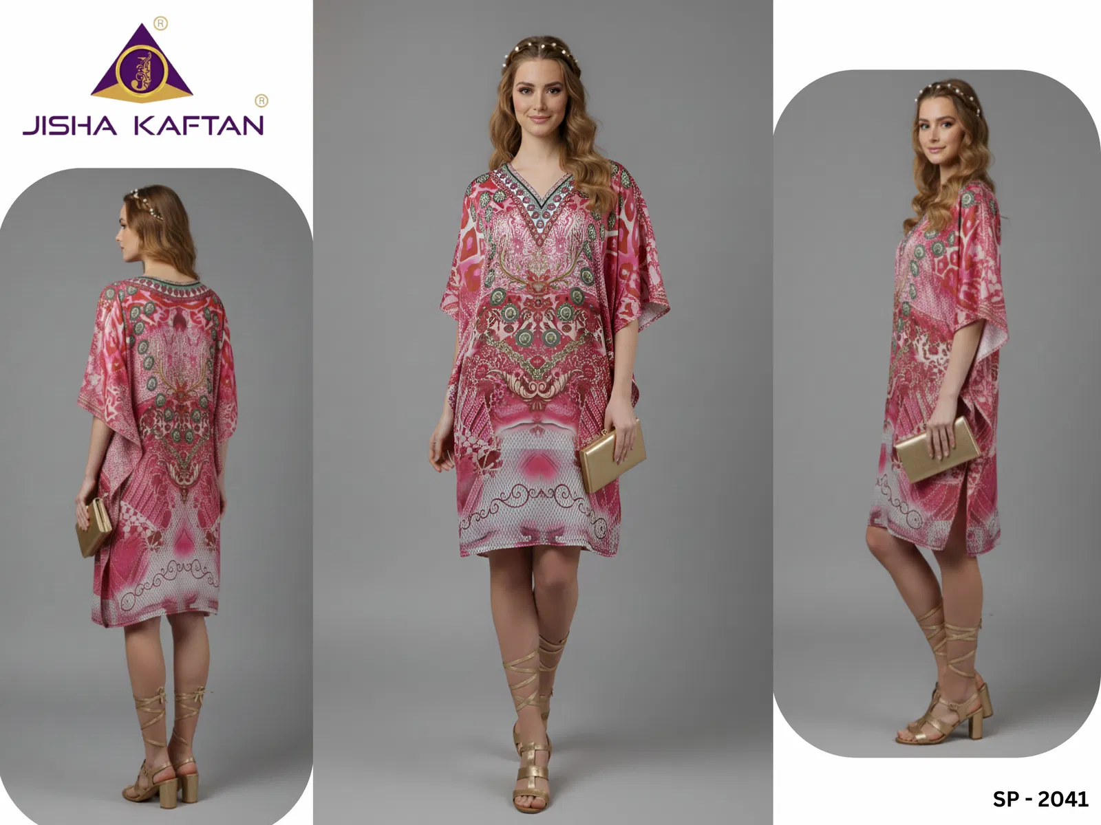 Jisha Kaftan Silk Poncho Vol 6 Feather Silk Digital Printed Kaftans Collection Wholesale