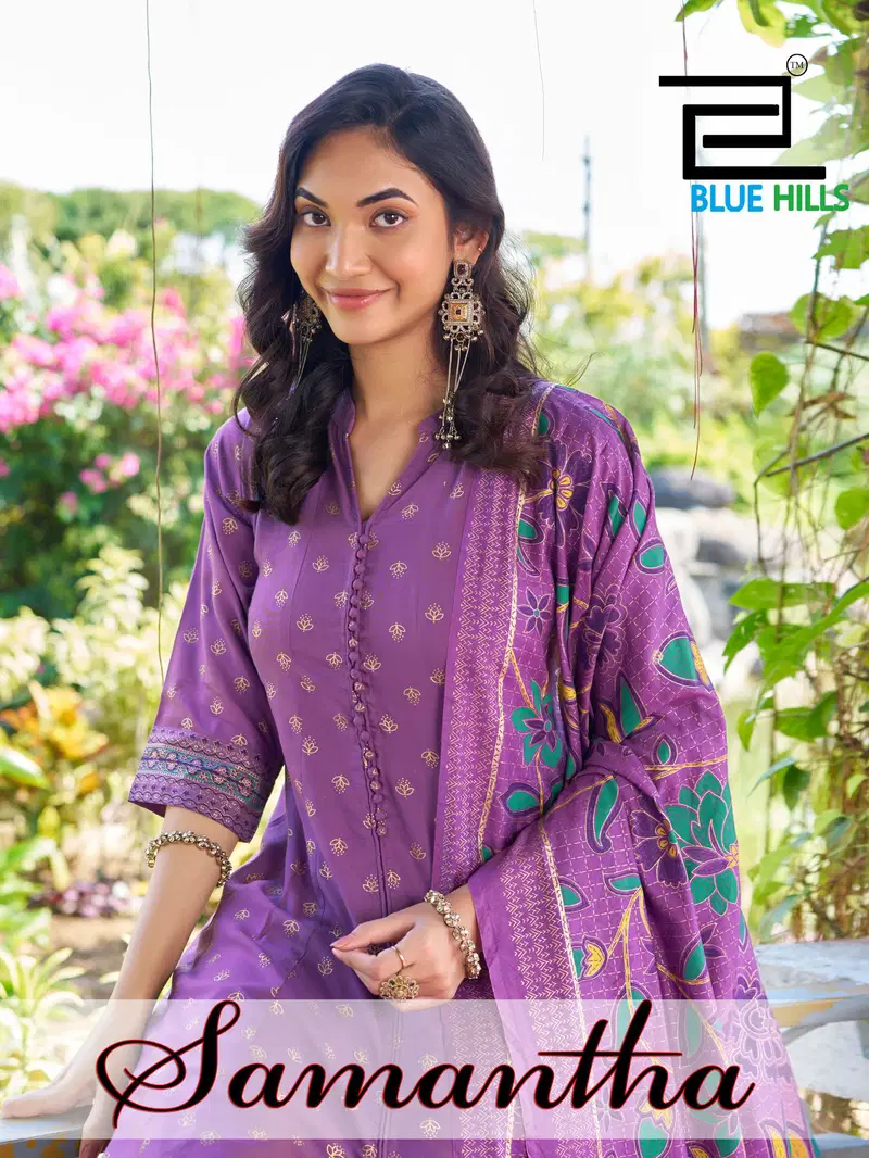 Blue Hills Samantha Rayon With Work Top Bottom And Dupatta Collection Wholesale