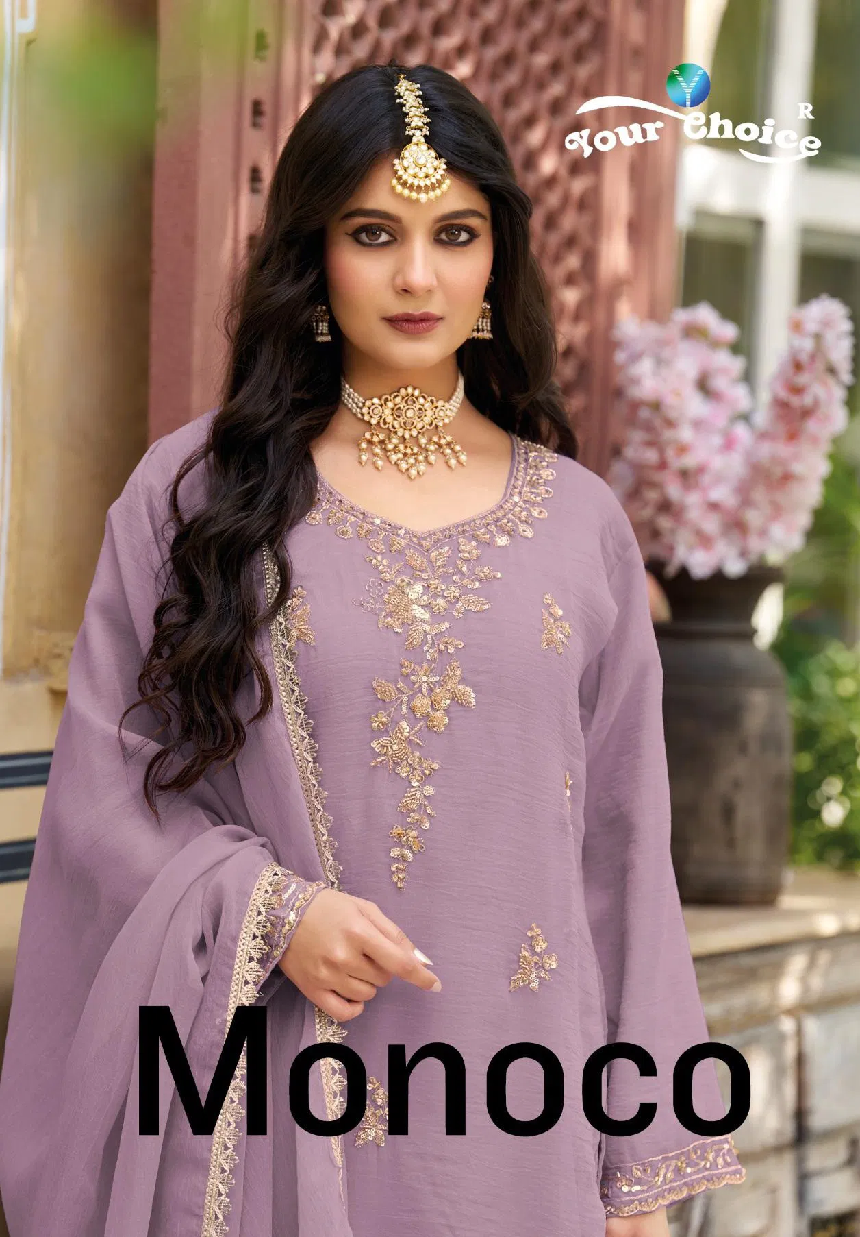Your Choice Monoco Rose Gold With Beats Work Designer Salwar Kameez Wholesale