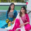 Beautiful Blue Hills Janki Rayon With Thread Embroidery Work Top Bottom Dupatta Wholesale 2026