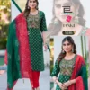 Beautiful Blue Hills Janki Rayon With Thread Embroidery Work Top Bottom Dupatta Wholesale 2026