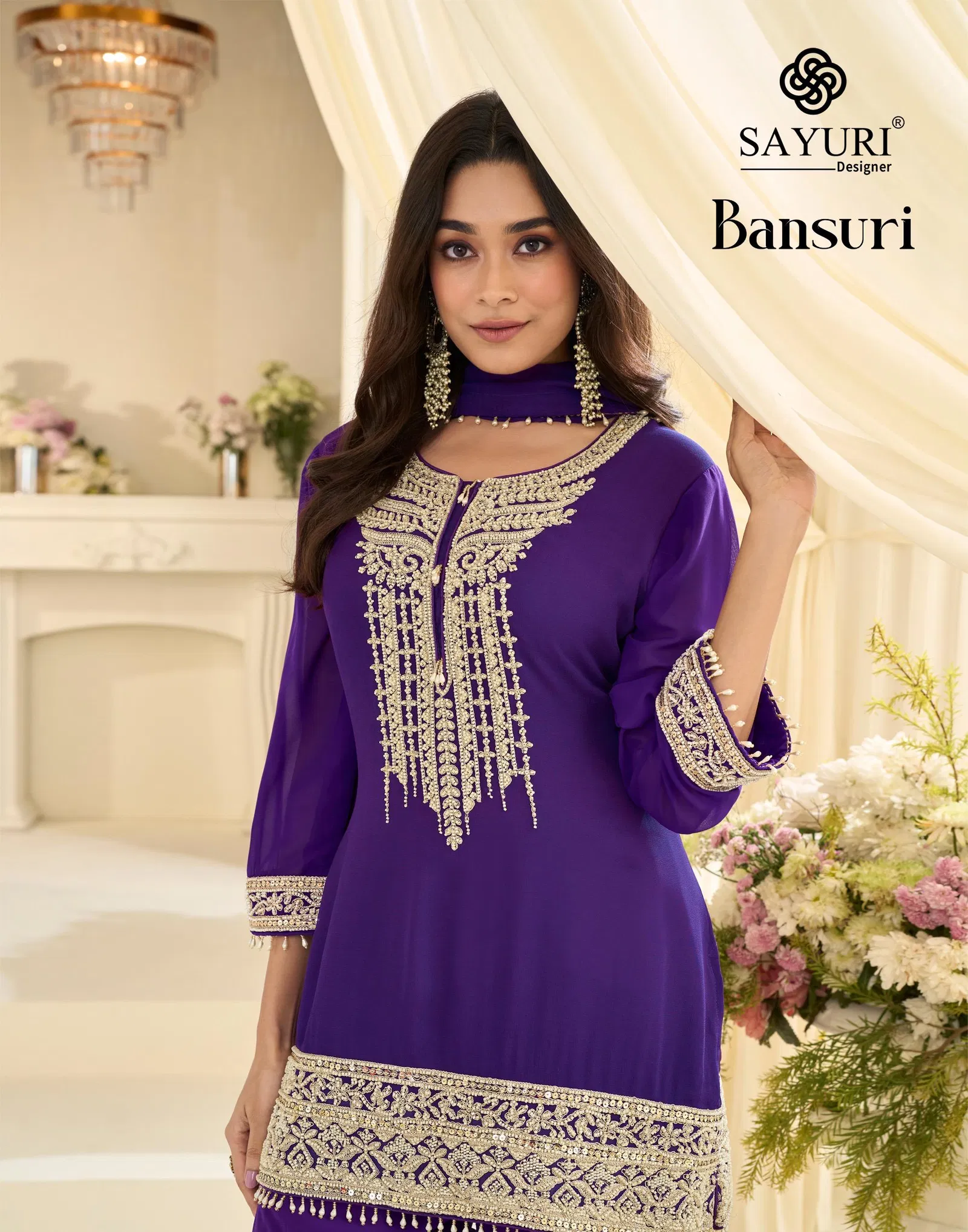 Sayuri Bansuri Georgette With Embroidered Work Top Bottom And Dupatta Wholesale