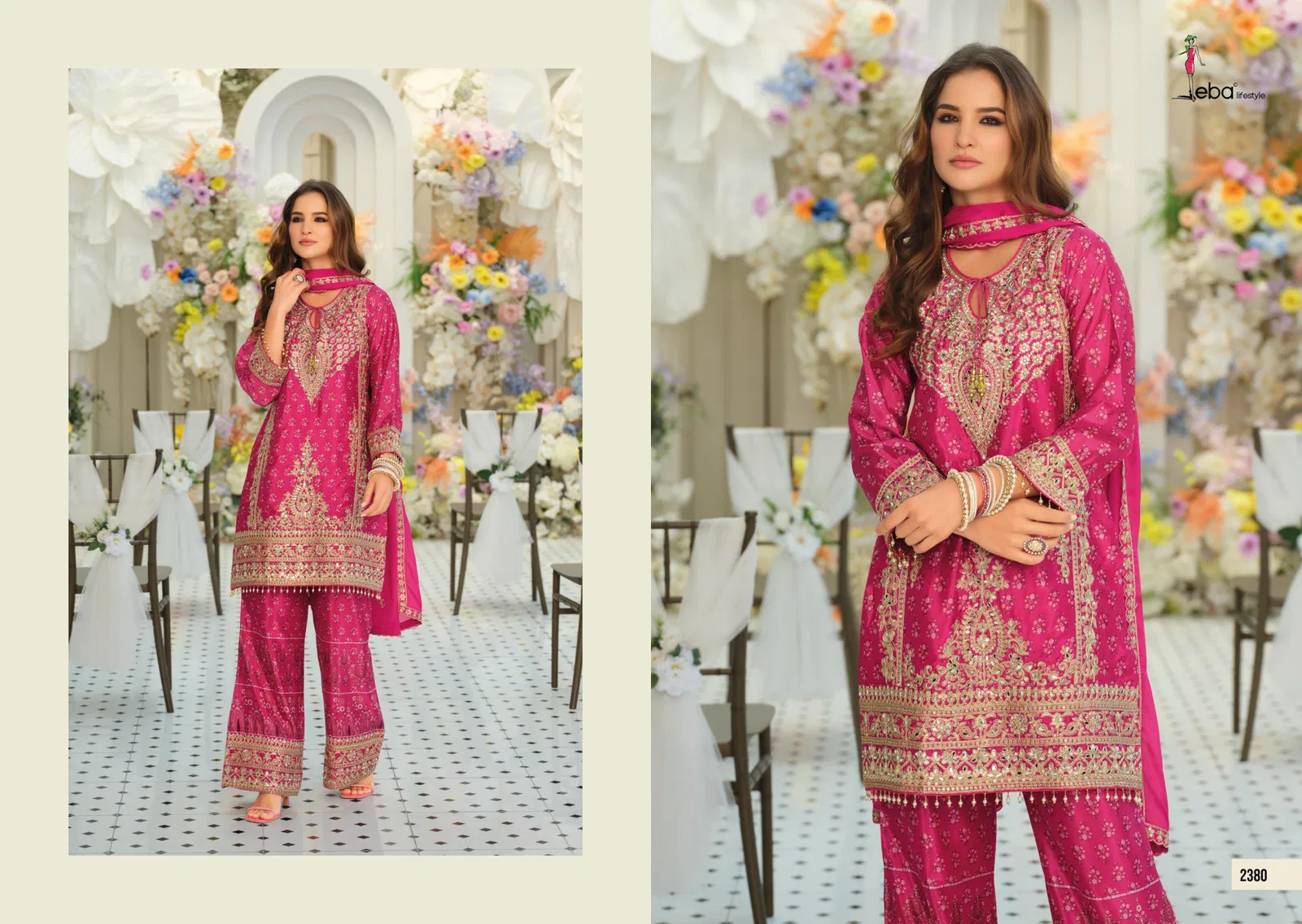 Stylish Eba Kanchan Chinon With Embroidery Work Top Bottom And Dupatta Wholesale 2026