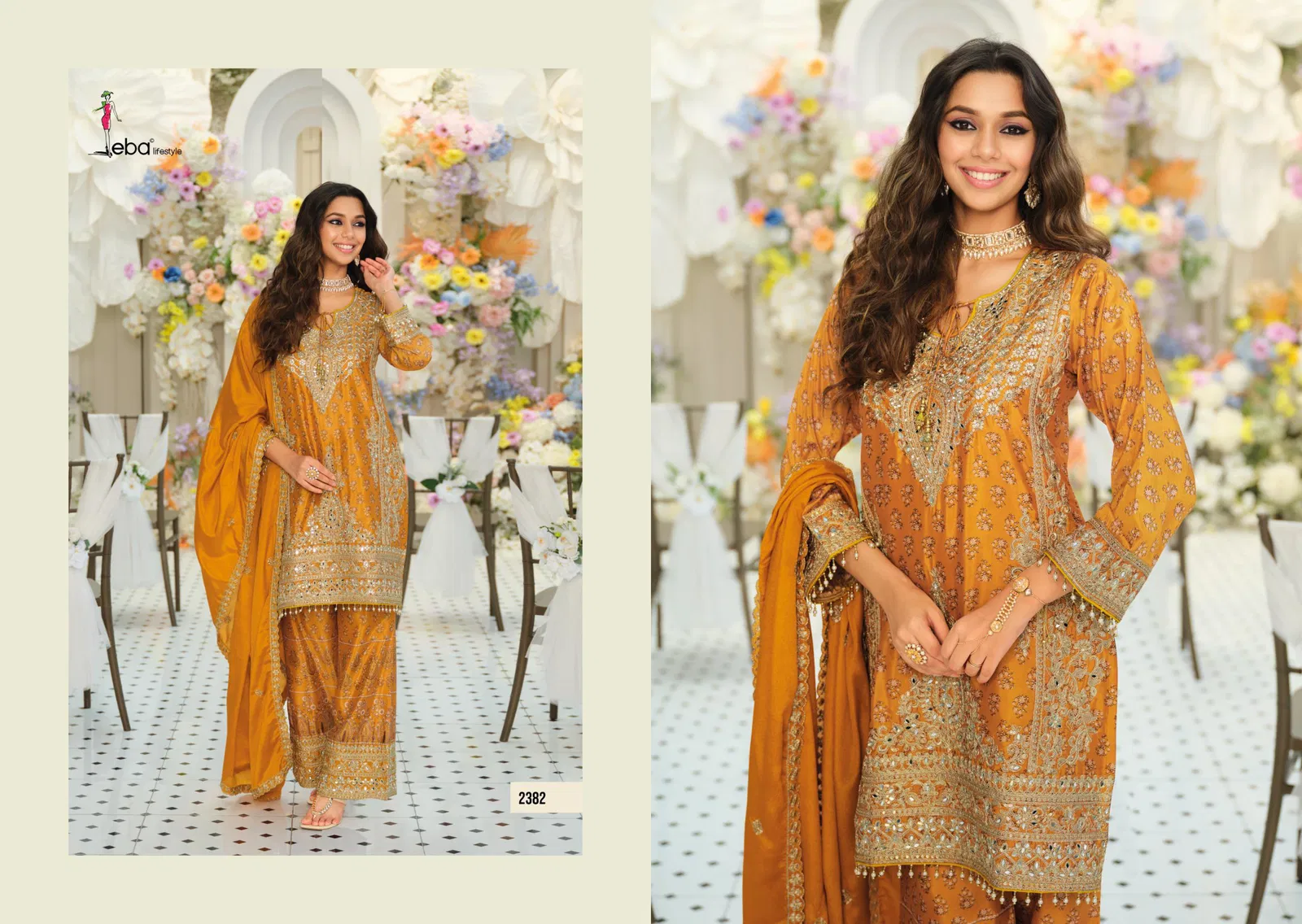 Stylish Eba Kanchan Chinon With Embroidery Work Top Bottom And Dupatta Wholesale 2026