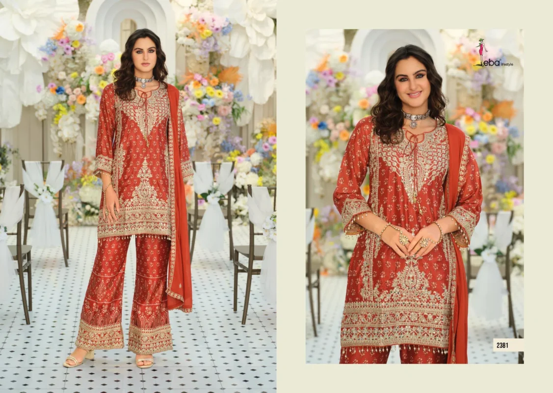 Stylish Eba Kanchan Chinon With Embroidery Work Top Bottom And Dupatta Wholesale 2026