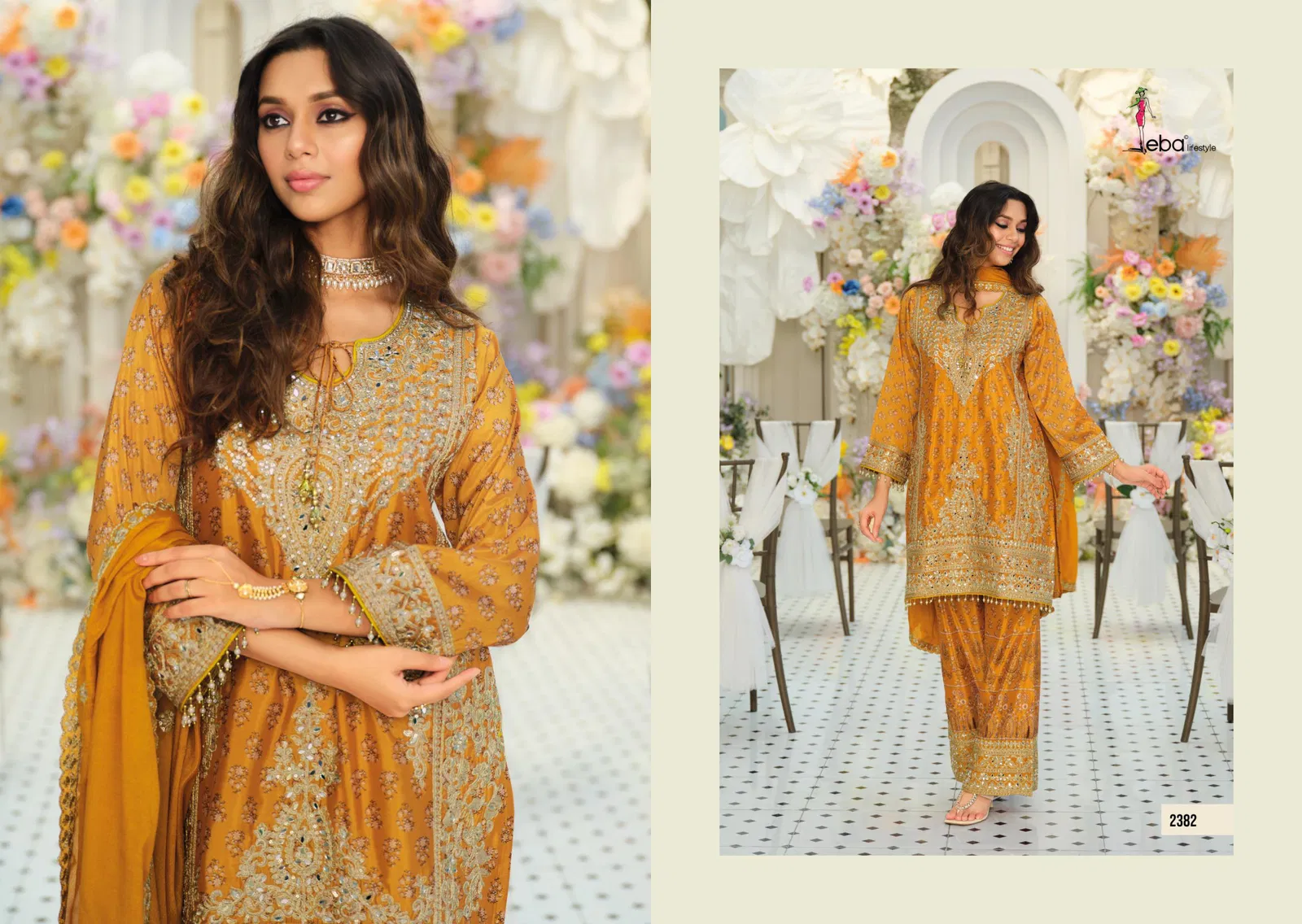 Stylish Eba Kanchan Chinon With Embroidery Work Top Bottom And Dupatta Wholesale 2026
