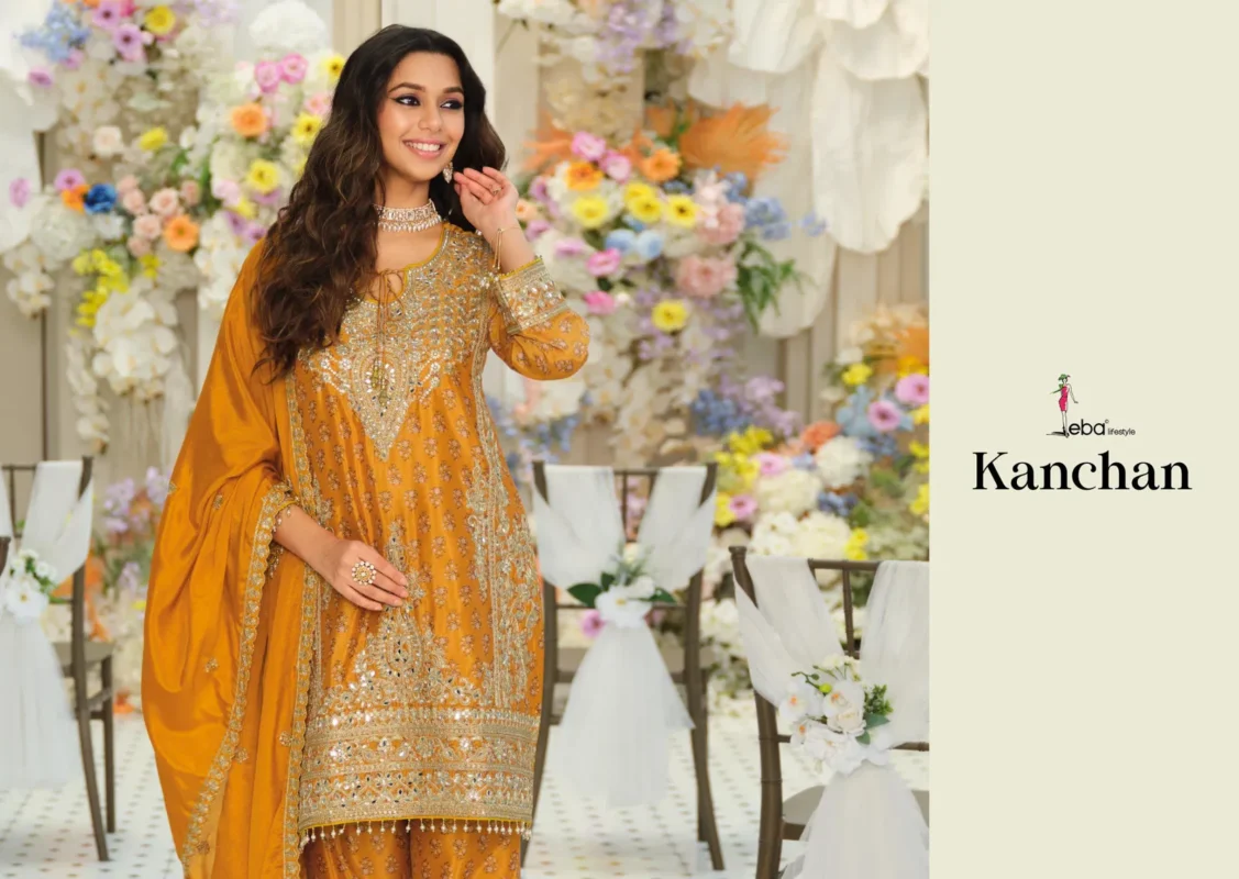 Stylish Eba Kanchan Chinon With Embroidery Work Top Bottom And Dupatta Wholesale 2026