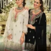 Eba Madhubala Black And White Chinon Embroidery Top Bottom And Dupatta Wholesale
