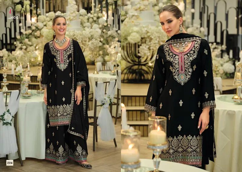 Beautiful Eba Madhubala Black And White Chinon Embroidery Top Bottom And Dupatta Wholesale 2026
