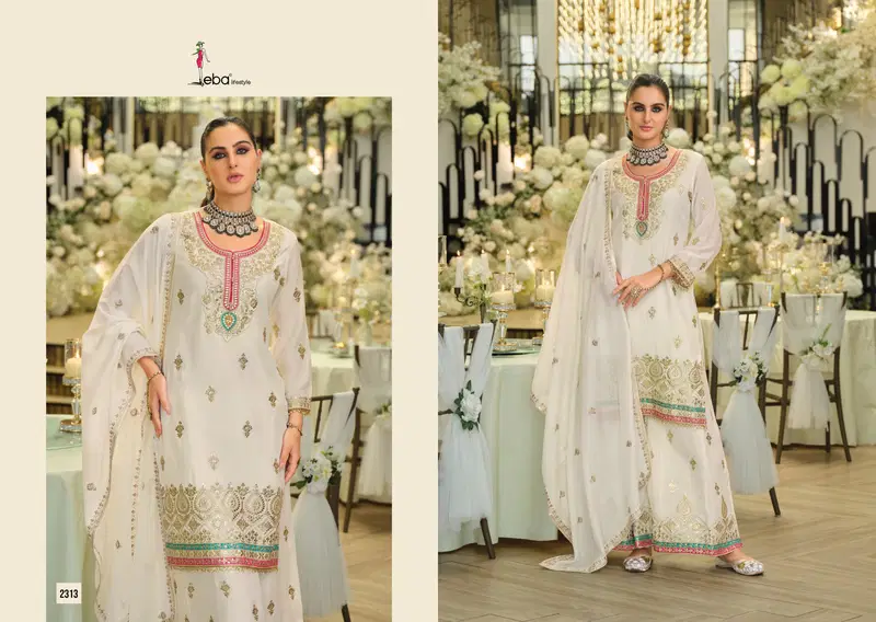 Beautiful Eba Madhubala Black And White Chinon Embroidery Top Bottom And Dupatta Wholesale 2026
