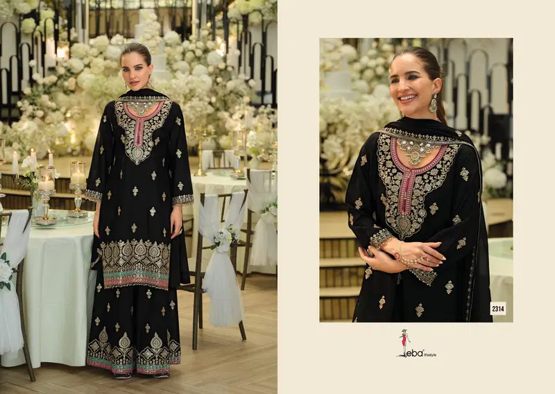 Beautiful Eba Madhubala Black And White Chinon Embroidery Top Bottom And Dupatta Wholesale 2026