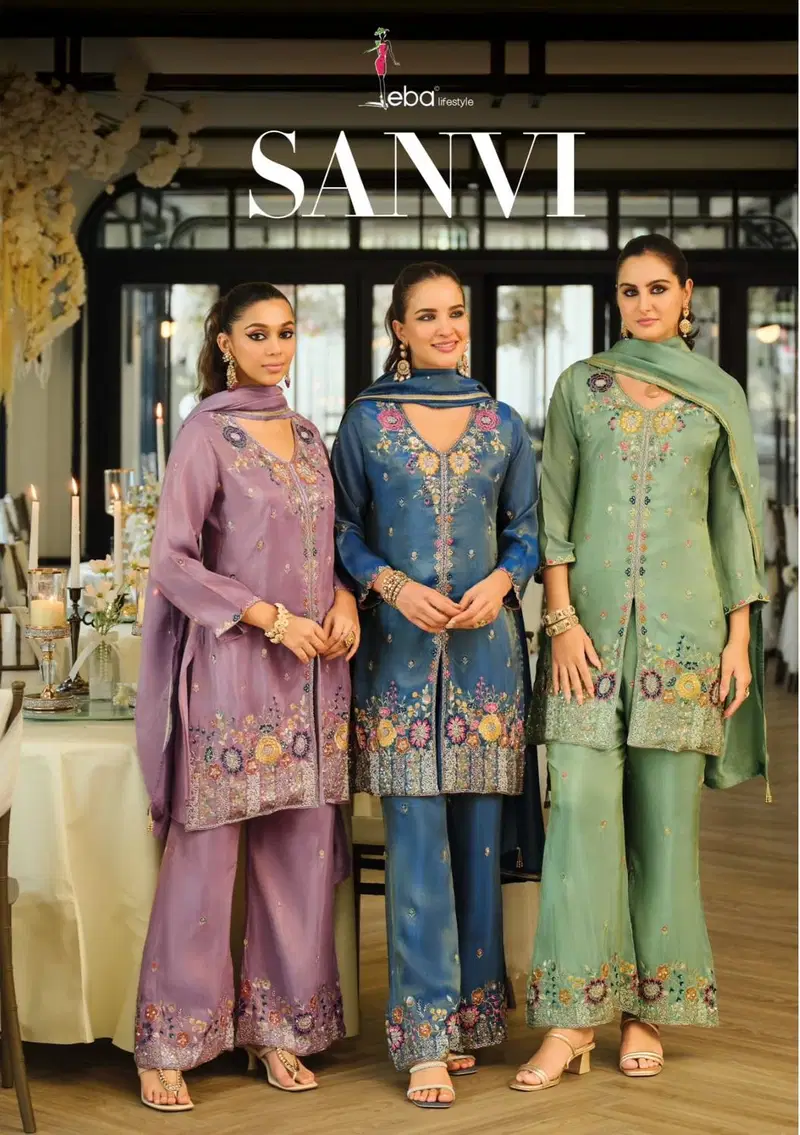 Eba Sanvi 2355 Simar With Beats Work Designer Top Bottom And Dupatta Wholesale