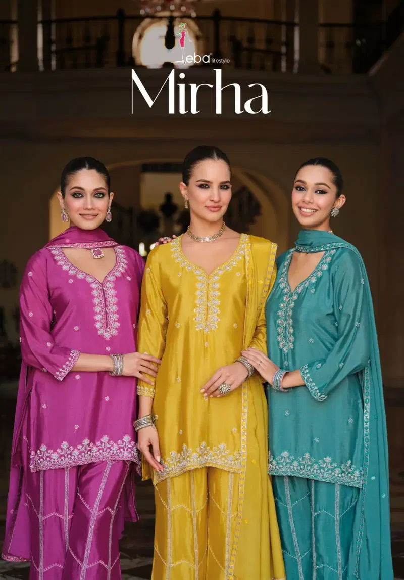 Eba Mirha Chinon With Beats Work Designer Top Bottom And Dupatta Wholesale