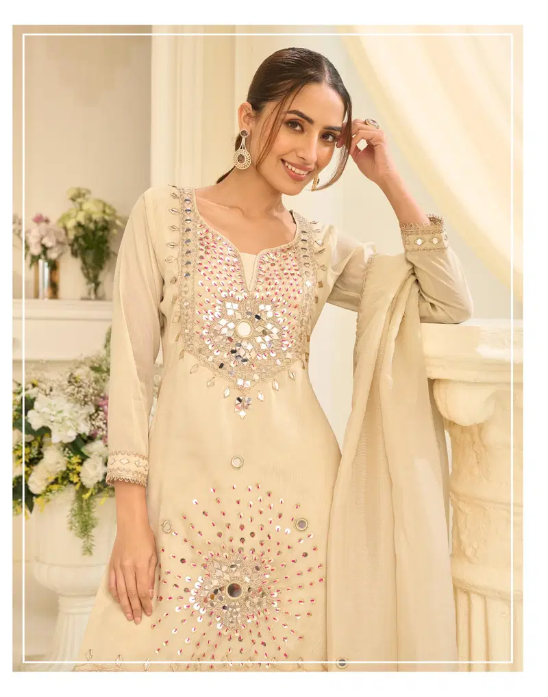 Sayuri Mirror 10312 A And B Simar Silk Mirror Work Top Gharara And Dupatta Wholesale