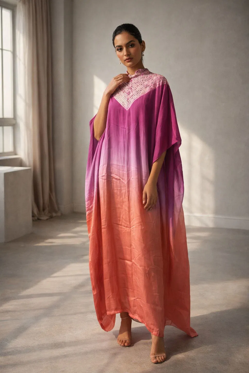 Naisha K 674 Modal Silk Bandhej Sibori Kaftan Collection Wholesale