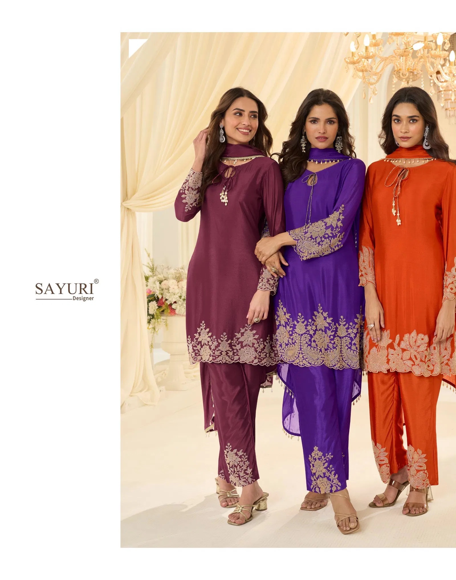 Beautiful Sayuri Beads Chinon Silk With Beads Work Top Bottom And Dupatta Collection Wholesale 2026