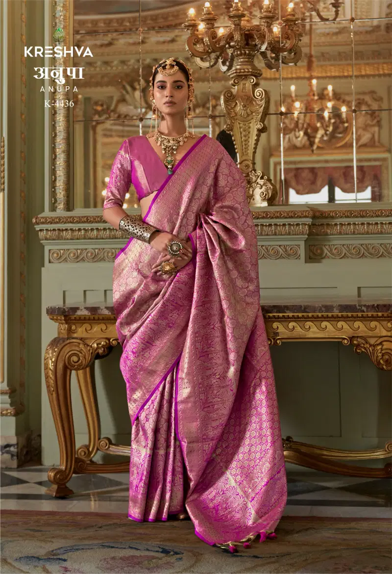 Kreshva Anupa Tissue Dharmavaram Silk Tradtional Wear Saree Collection Wholesale