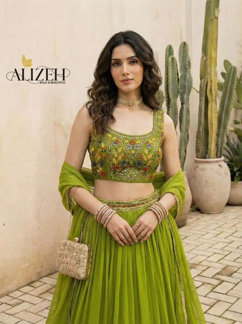 Alizeh 9006 And 9007 Georgette Designer Wear Lehenga Choli Collection Wholesale