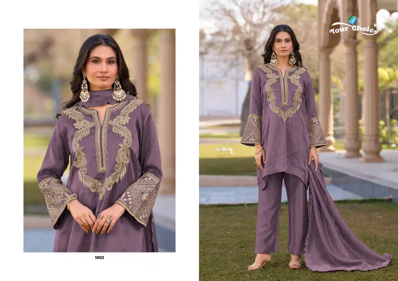 Buy Your Choice Gucci Hiranya Silk With Work Designer Readymade Salwar Kameez Wholesale 2026