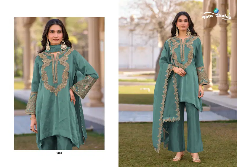 Buy Your Choice Gucci Hiranya Silk With Work Designer Readymade Salwar Kameez Wholesale 2026