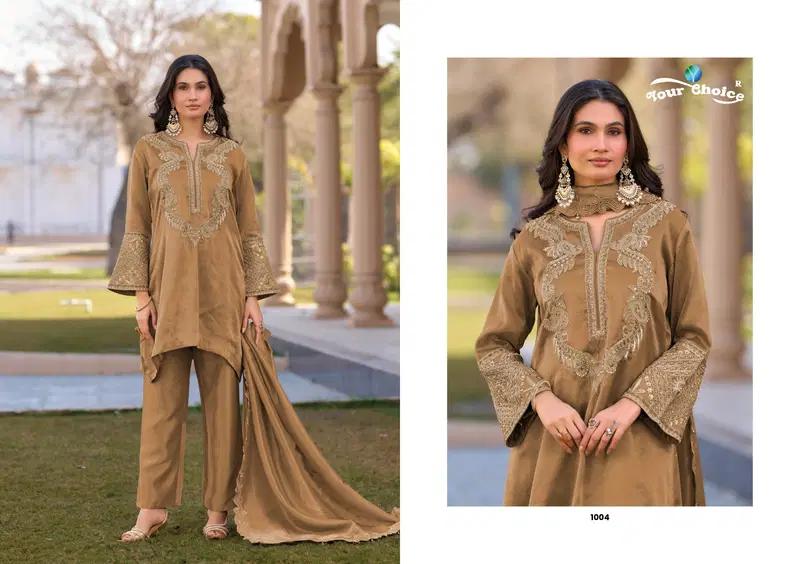 Buy Your Choice Gucci Hiranya Silk With Work Designer Readymade Salwar Kameez Wholesale 2026