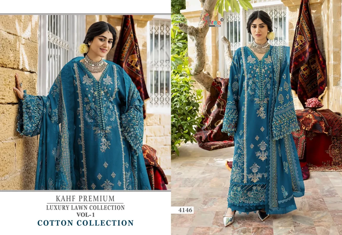 Latest Shree Kahf Premium Luxury Lawn Collection Vol 1 Kota Doriya Dupatta Pakistani Suits Wholesale 2026