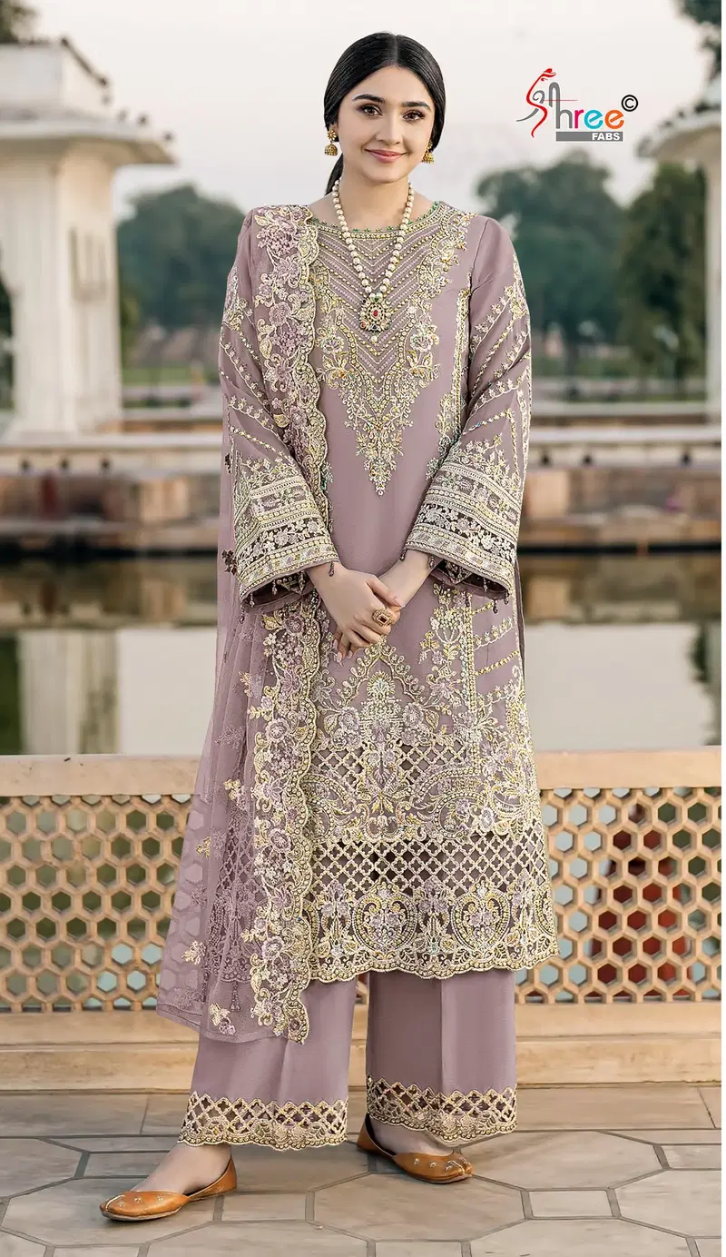 Shree Sf 5567 E To H Chiffon Embroidery Work Pakistani Salwar Kameez Wholesale