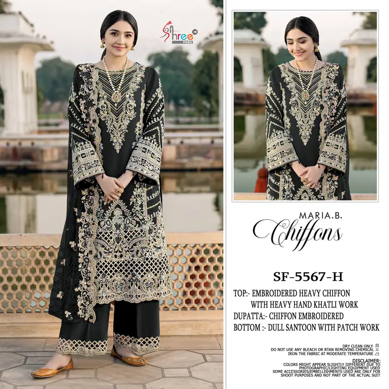 Latest Shree Sf 5567 E To H Chiffon Embroidery Work Pakistani Salwar Kameez Wholesale 2026