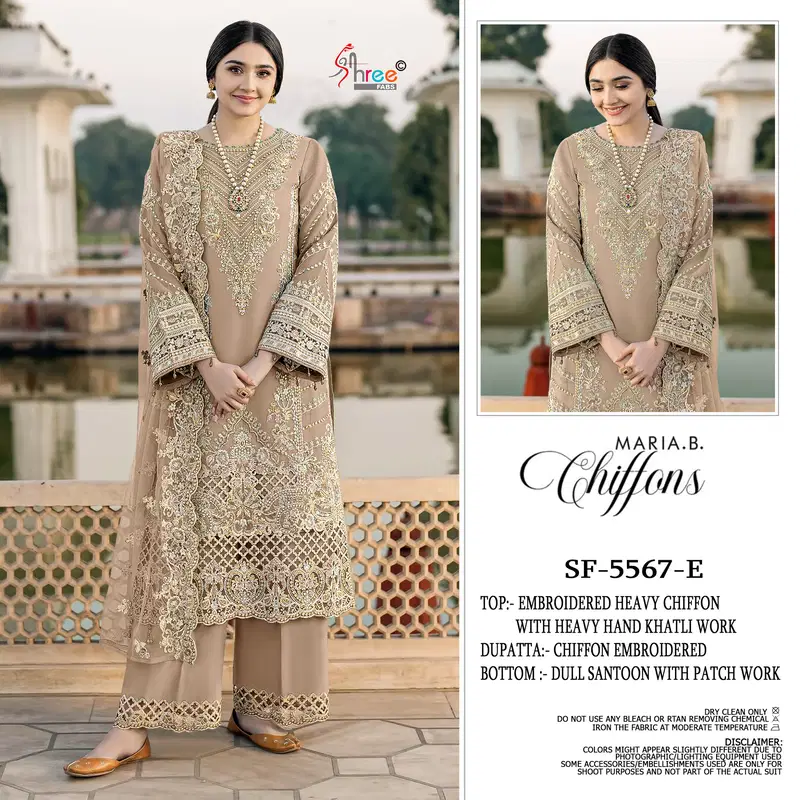 Latest Shree Sf 5567 E To H Chiffon Embroidery Work Pakistani Salwar Kameez Wholesale 2026