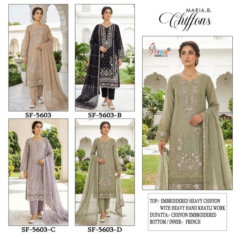 Stylish Shree Sf 5603 A To D Chiffon With Embroidered Pakistani Salwar Kameez Wholesale 2026