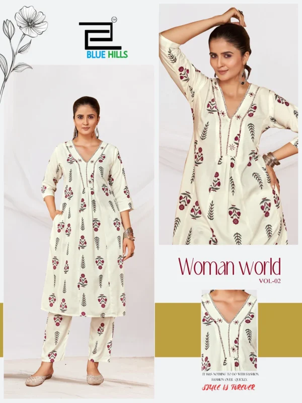 Stylish Blue Hills Woman World Vol 2 Rayon With Printed Top And Bottom Collection Wholesale 2026
