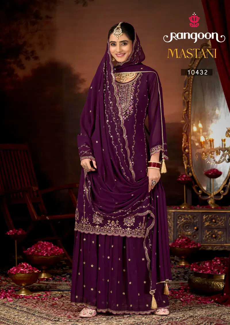 Stylish Rangoon Mastani Georgette With Fancy Work Designer Suits Wholesale 2026