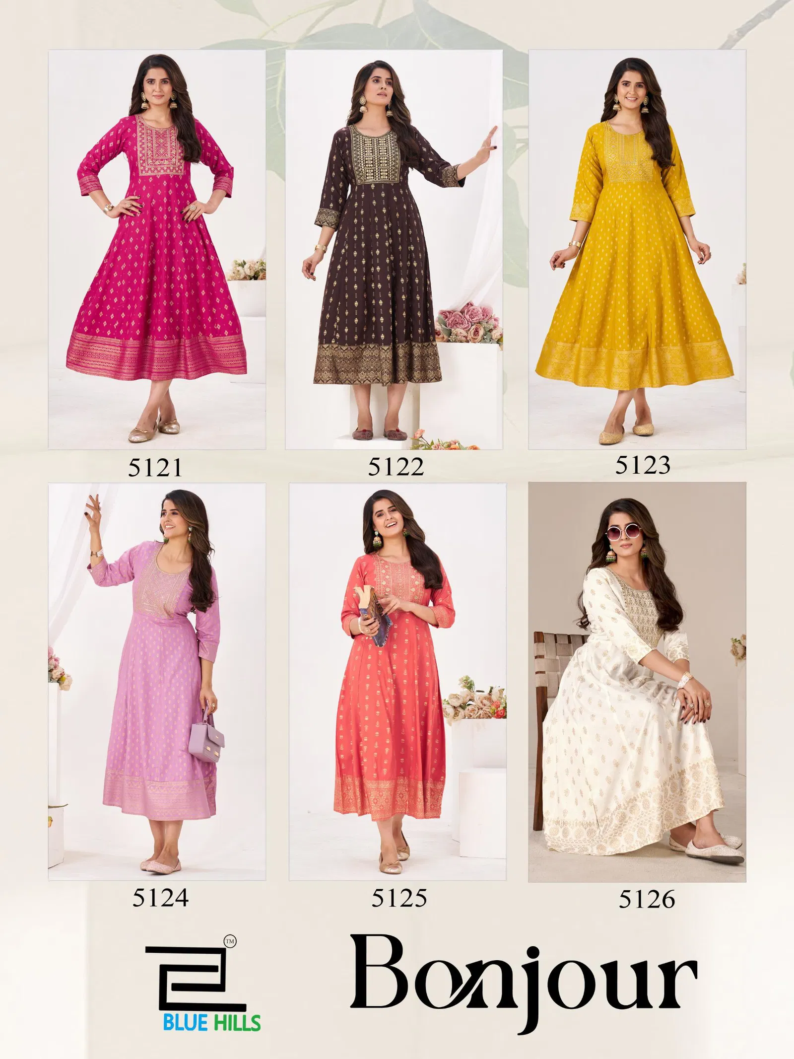 Stylish Blue Hills Bonjour Rayon Fancy Anarkali Kurti With Foil Print Wholesale 2026