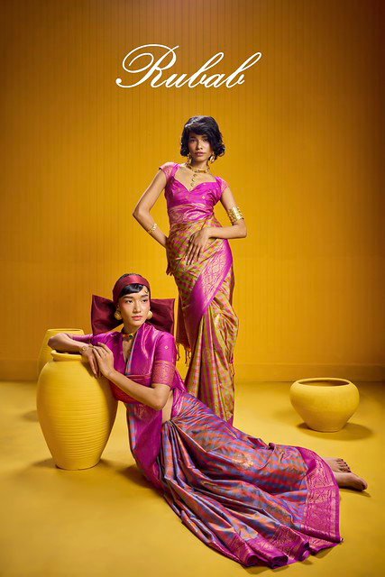 Rajtex Rubab Pure Silk Tone Two Tone Checks Handloom Weaving Saree Collection Wholesale