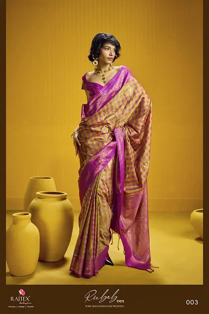 Launching Rajtex Rubab Pure Silk Tone Two Tone Checks Handloom Weaving Saree Collection Wholesale 2026