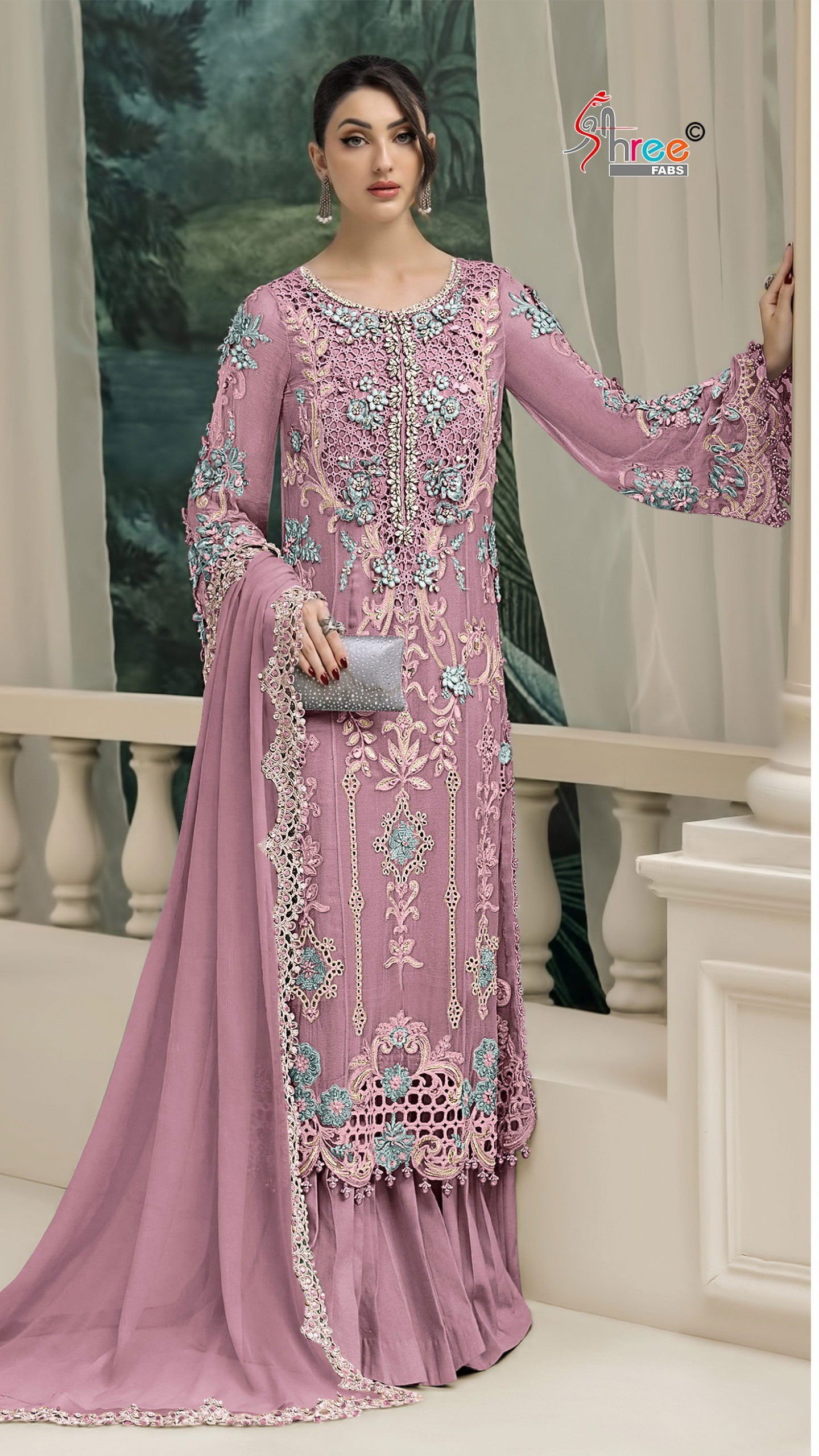 Shree Sf 5564 A To D Chiffon Embroidered Work Paksitani Salwar Kameez Wholesale