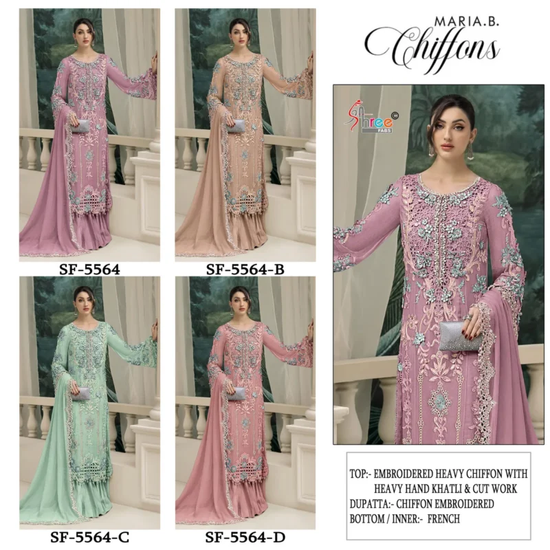 Buy Shree Sf 5564 A To D Chiffon Embroidered Work Paksitani Salwar Kameez Wholesale 2026