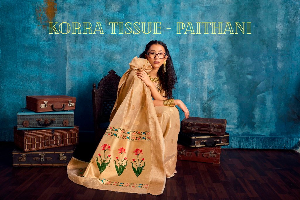 Beautiful Rajtex Korra Tissue Paithani Zari Tissue Handloom Weaving Saree Collection Wholesale 2026