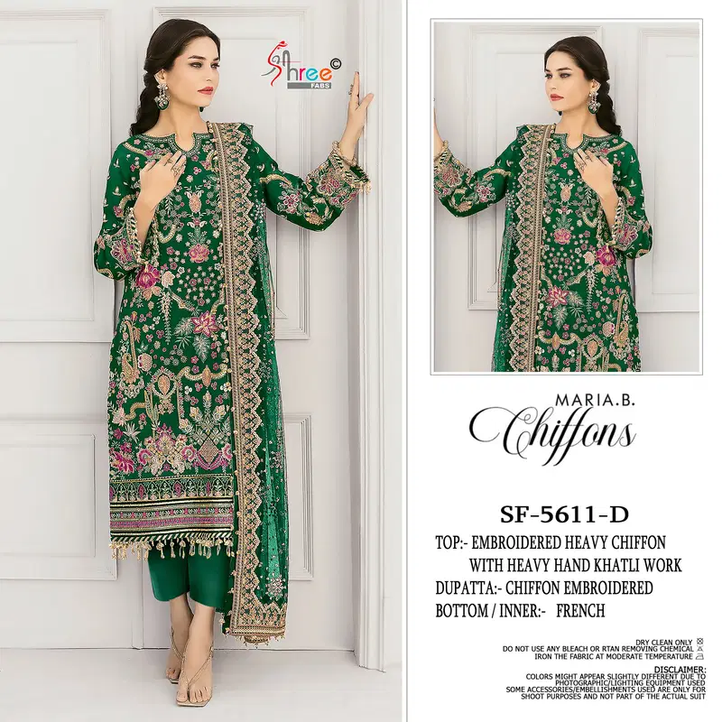 Stylish Shree Sf 5611 A To D Chiffon With Embroidered Work Pakistani Salwar Kameez Wholesale 2026