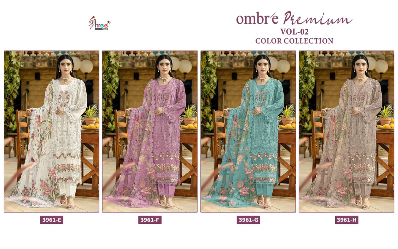 Latest Shree Ombre Premium 3961 E To H Cotton Embroidery Pakistani Salwar Kameez Wholesale 2026