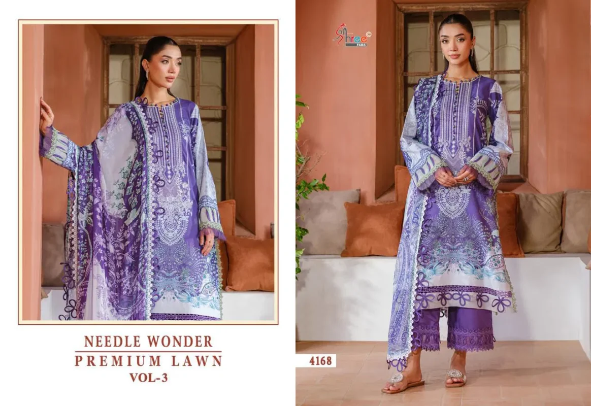 Beautiful Shree Needle Wonder Premium Lawn Vol 3 Chiffon Dupatta Pakistani Suits Wholesale 2026
