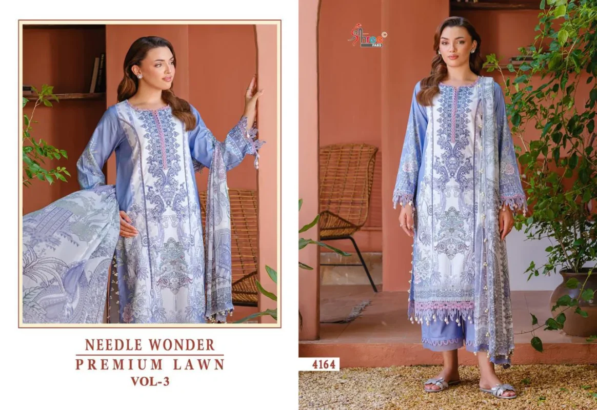 Beautiful Shree Needle Wonder Premium Lawn Vol 3 Chiffon Dupatta Pakistani Suits Wholesale 2026