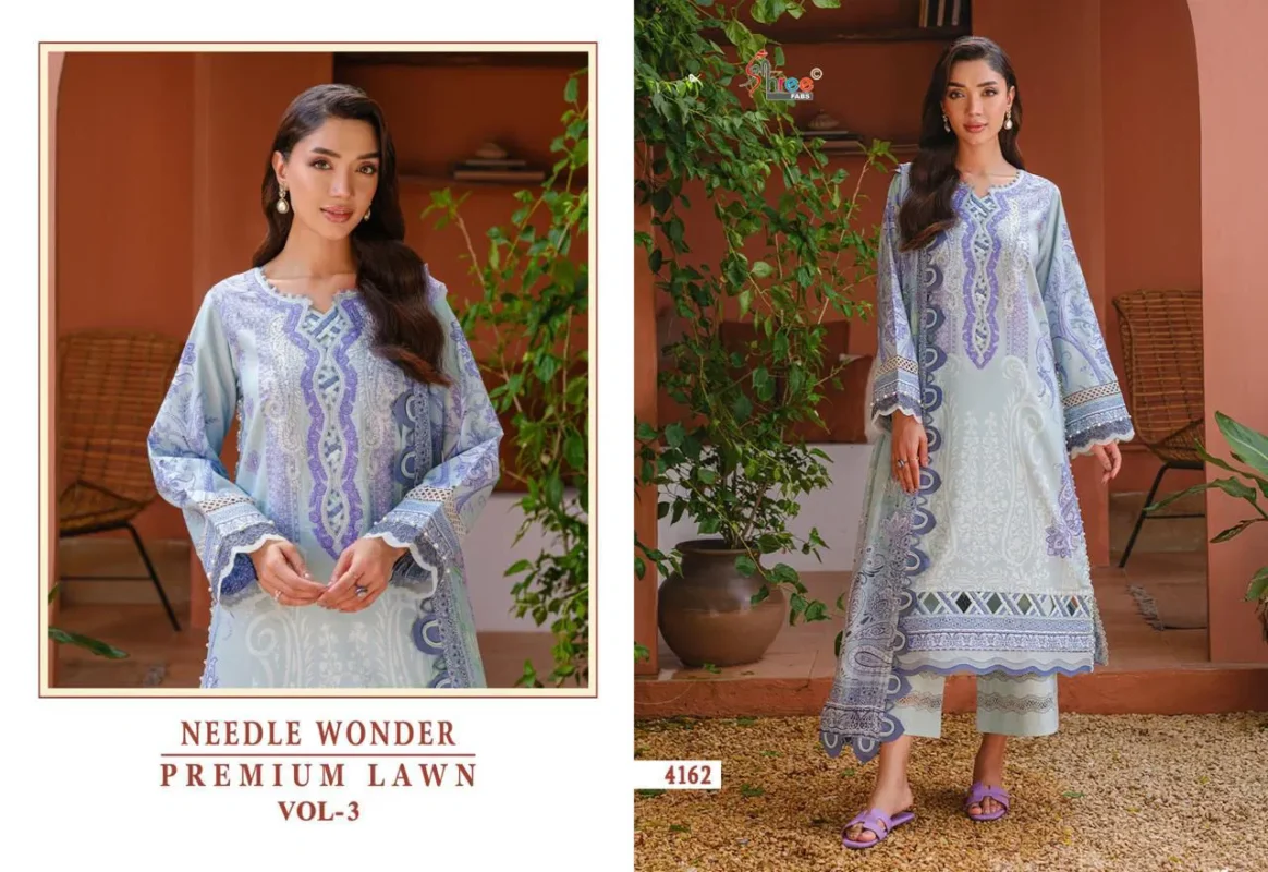 Beautiful Shree Needle Wonder Premium Lawn Vol 3 Chiffon Dupatta Pakistani Suits Wholesale 2026