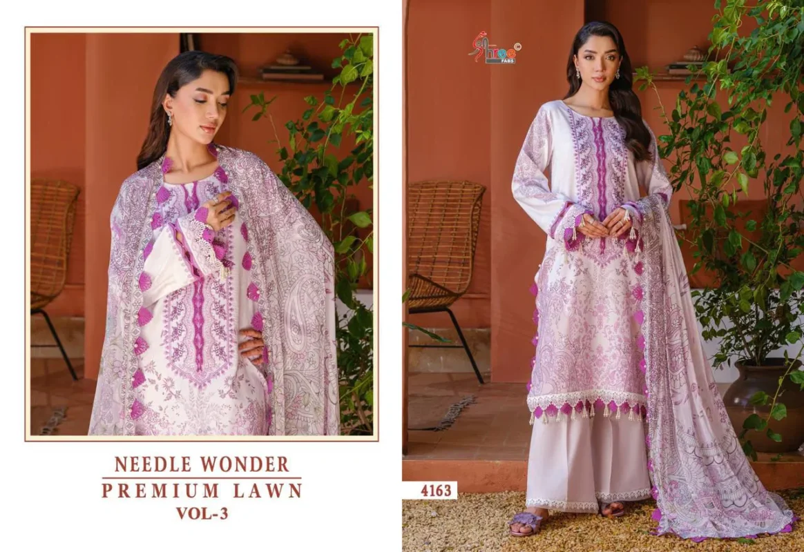 Beautiful Shree Needle Wonder Premium Lawn Vol 3 Chiffon Dupatta Pakistani Suits Wholesale 2026